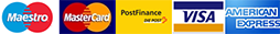 Maestro · MasterCard · PostFinance · Visa · American Express